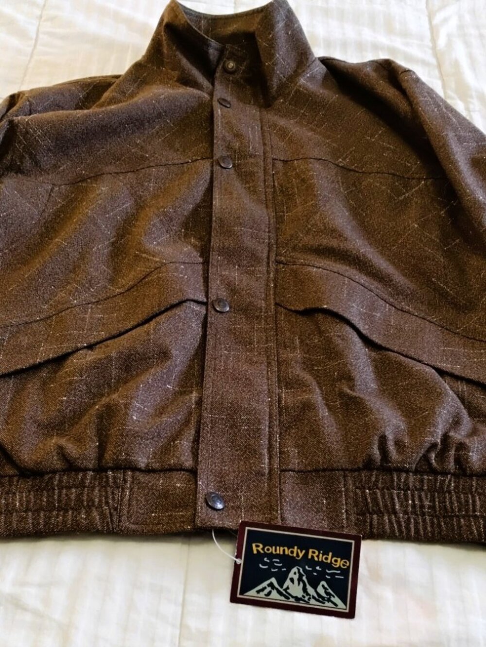 NWT Vtg 90 Size M Retro Roundy Ridge Textured Casual Outerwear BombeJacket Brown